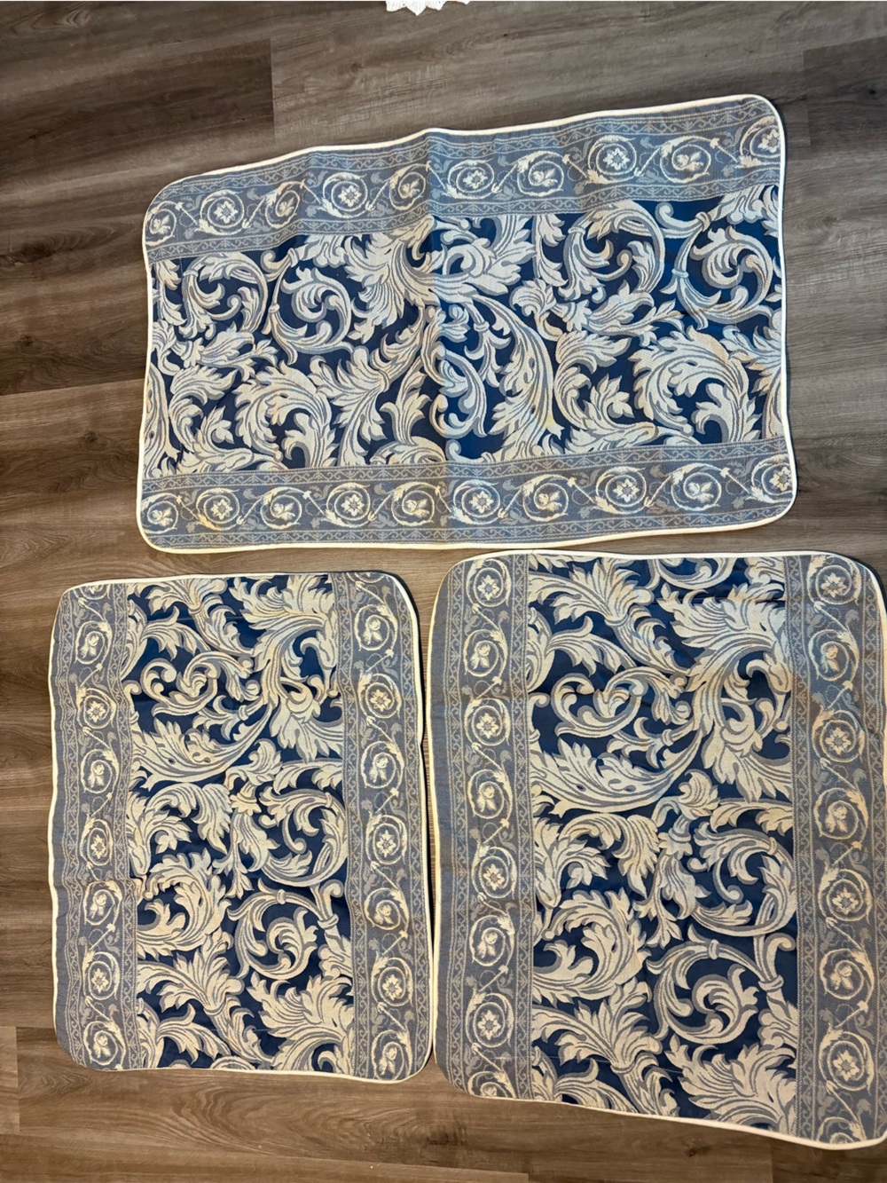 VTG JCPenney Home Collection Thick Jacquard Pillow Shams - Set Of 3 - Blue/White